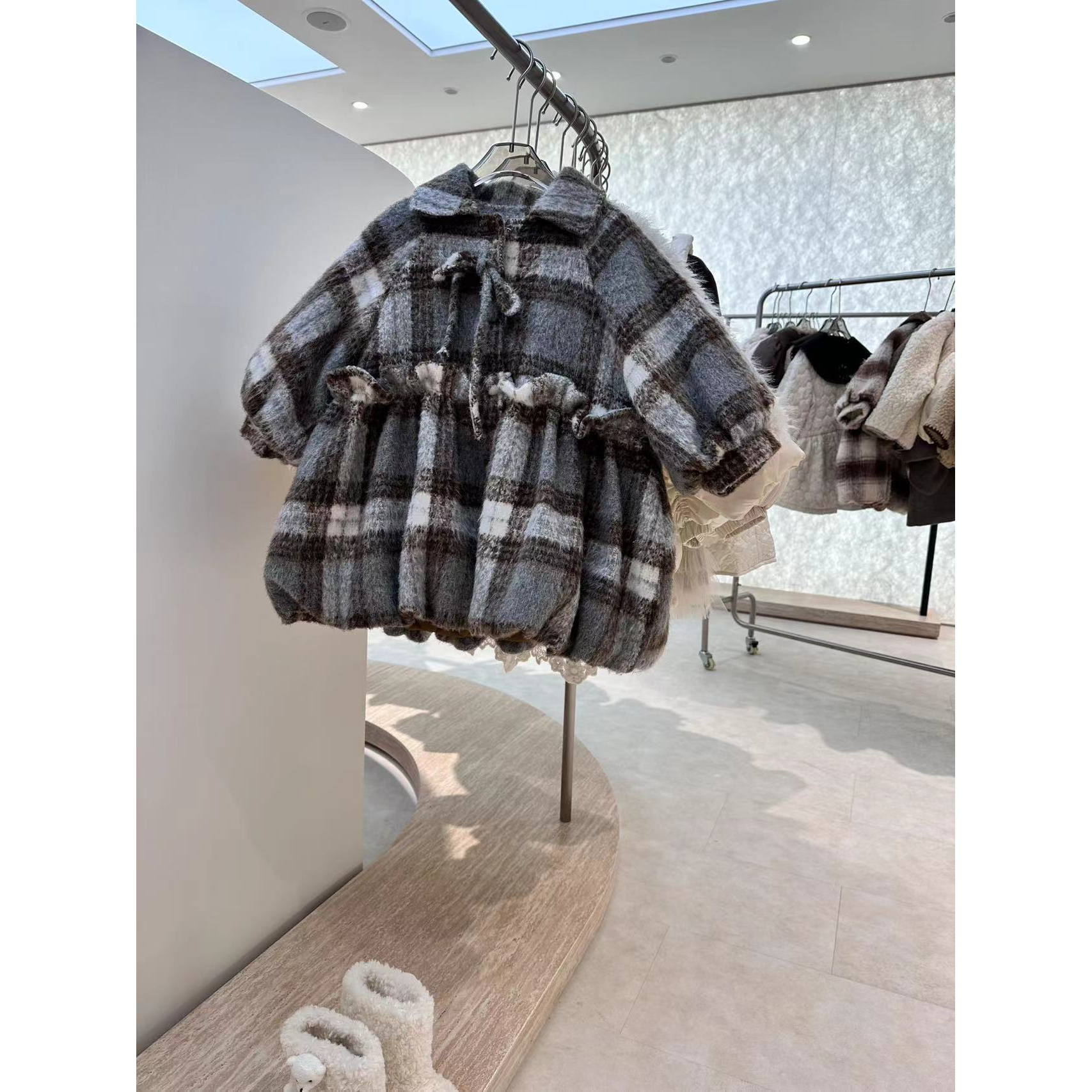 【恩姐定制】冬季童装女童百搭气质儿童加厚毛毛外套裙EN97027