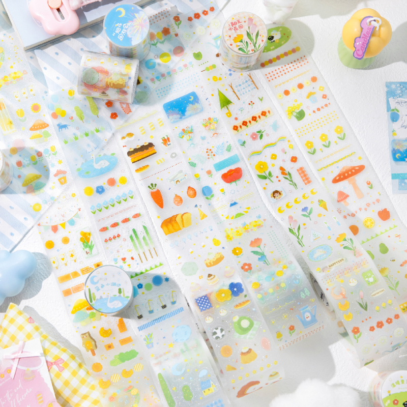 暮光 暖阳漫步系列pet闪砂模切胶带 6款