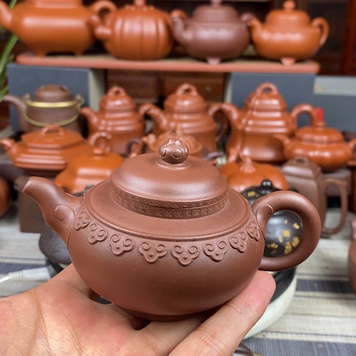 茶壶紫砂云肩如意150CC原矿老底曹青