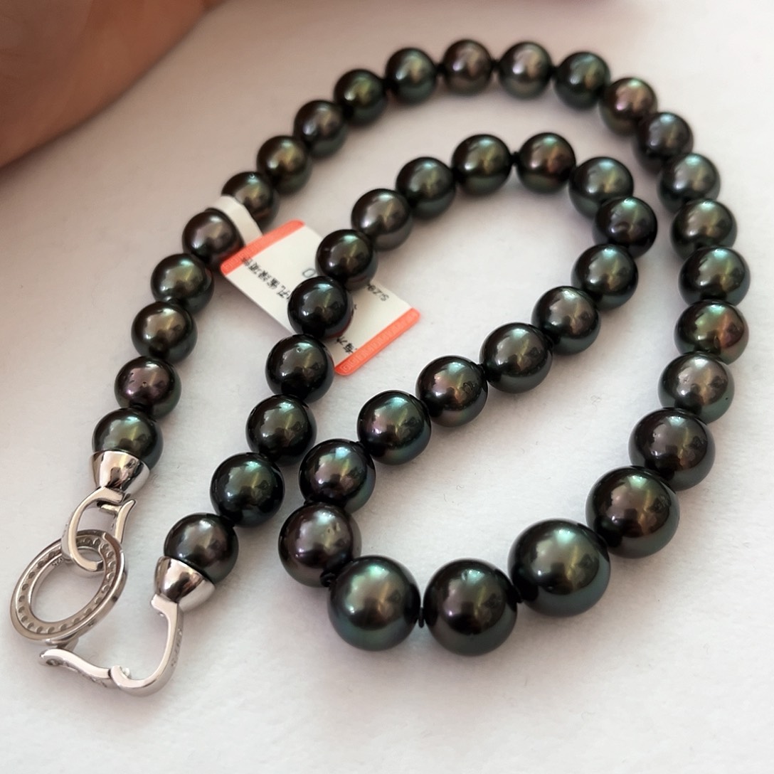 海水珍珠颈饰未镶嵌l**k孔雀绿8-11