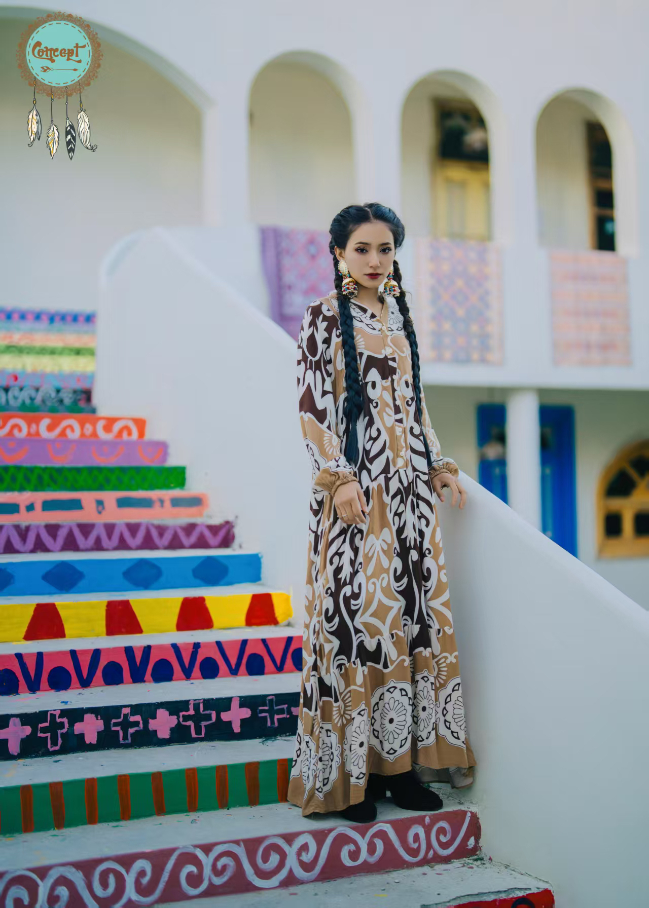 Concept限量款图腾连衣裙