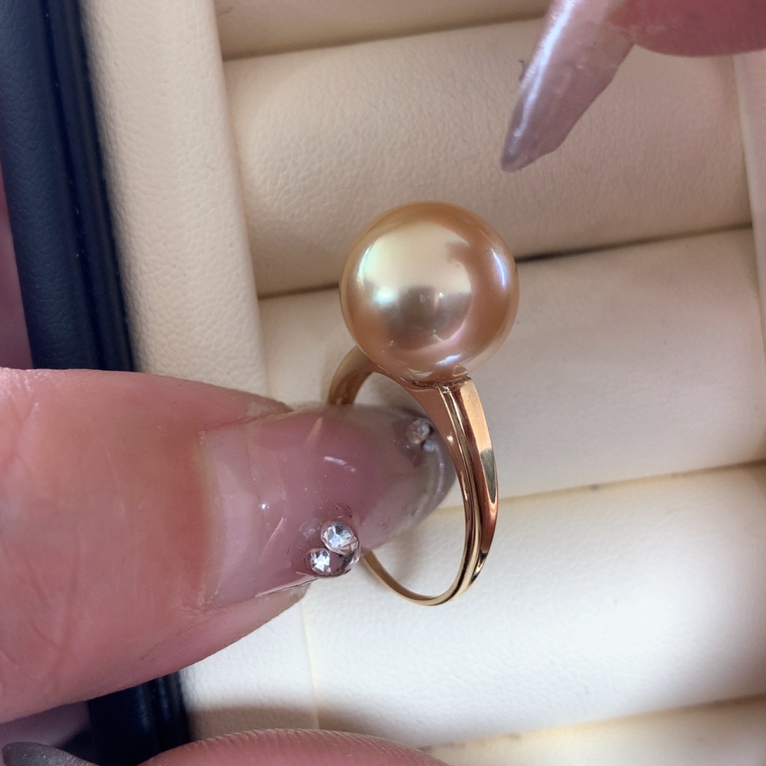 海水珍珠戒指18K金镶嵌