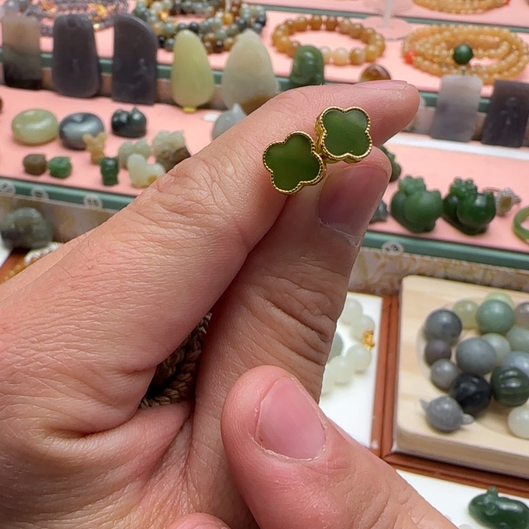 和田玉（碧玉）银S925镶嵌吊坠(不含链)