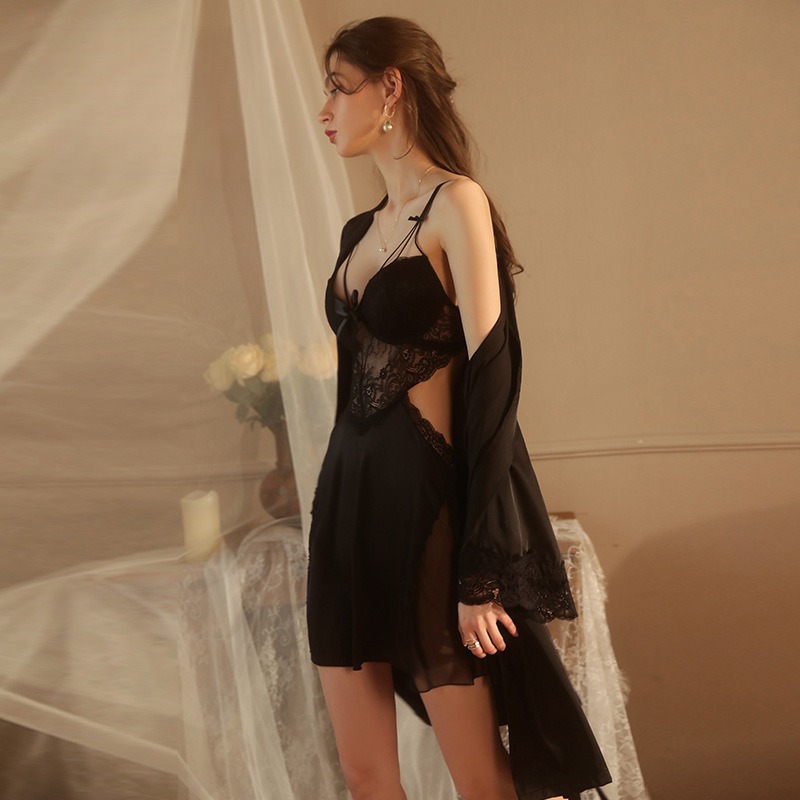 性感蕾丝诱惑钢圈聚拢加胸垫大码吊带裙