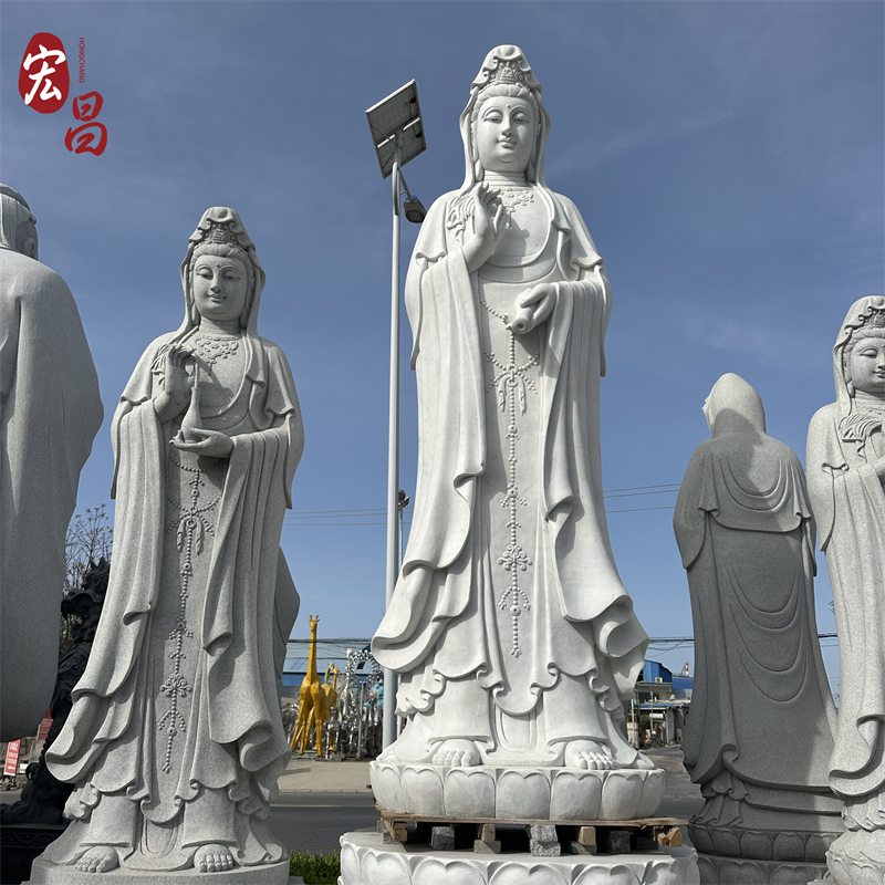 石雕汉白玉观音菩萨高3米4米  花岗岩观世音寺庙寺院户外大型摆件