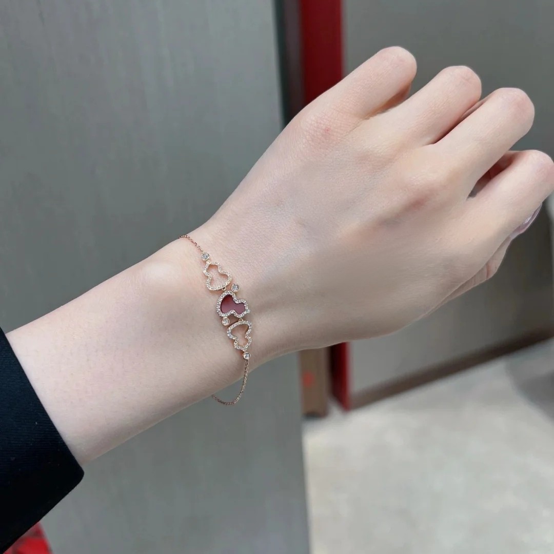 铜合金锆石手链 玫瑰金色葫芦手链090