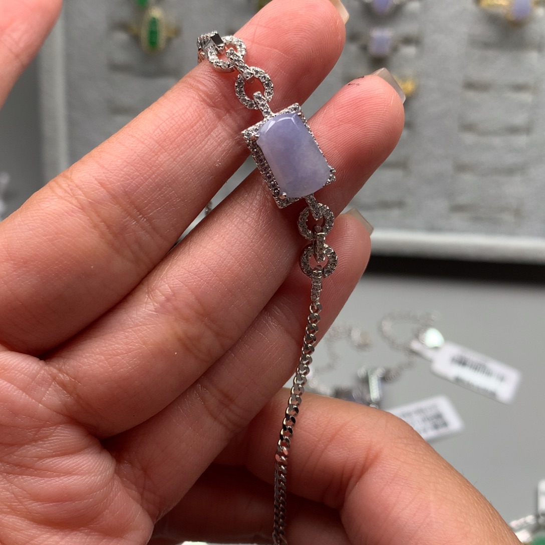 翡翠银S925镶嵌戒指手链