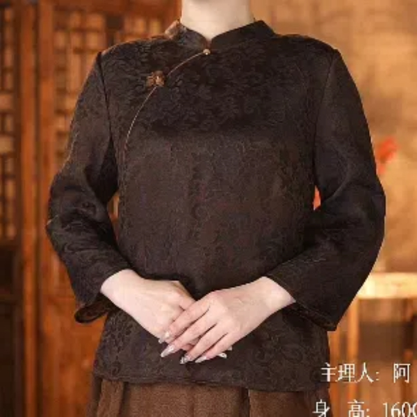 娟  新中式国风 重锻提花【留香皱】上衣  395124