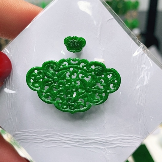 翡翠耳饰18K金镶嵌挂件