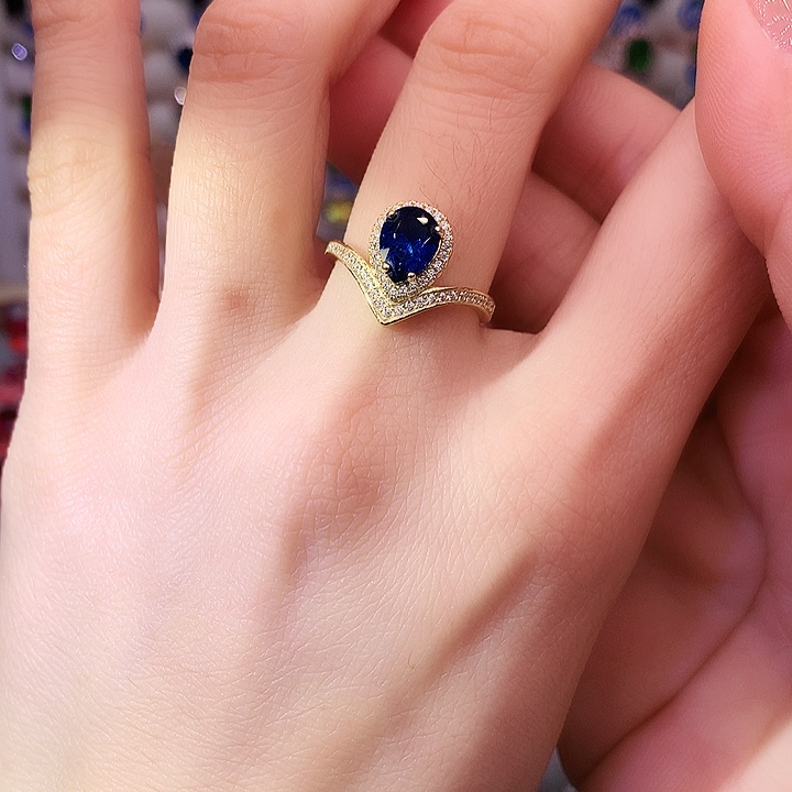 蓝宝石戒指银S925镶嵌