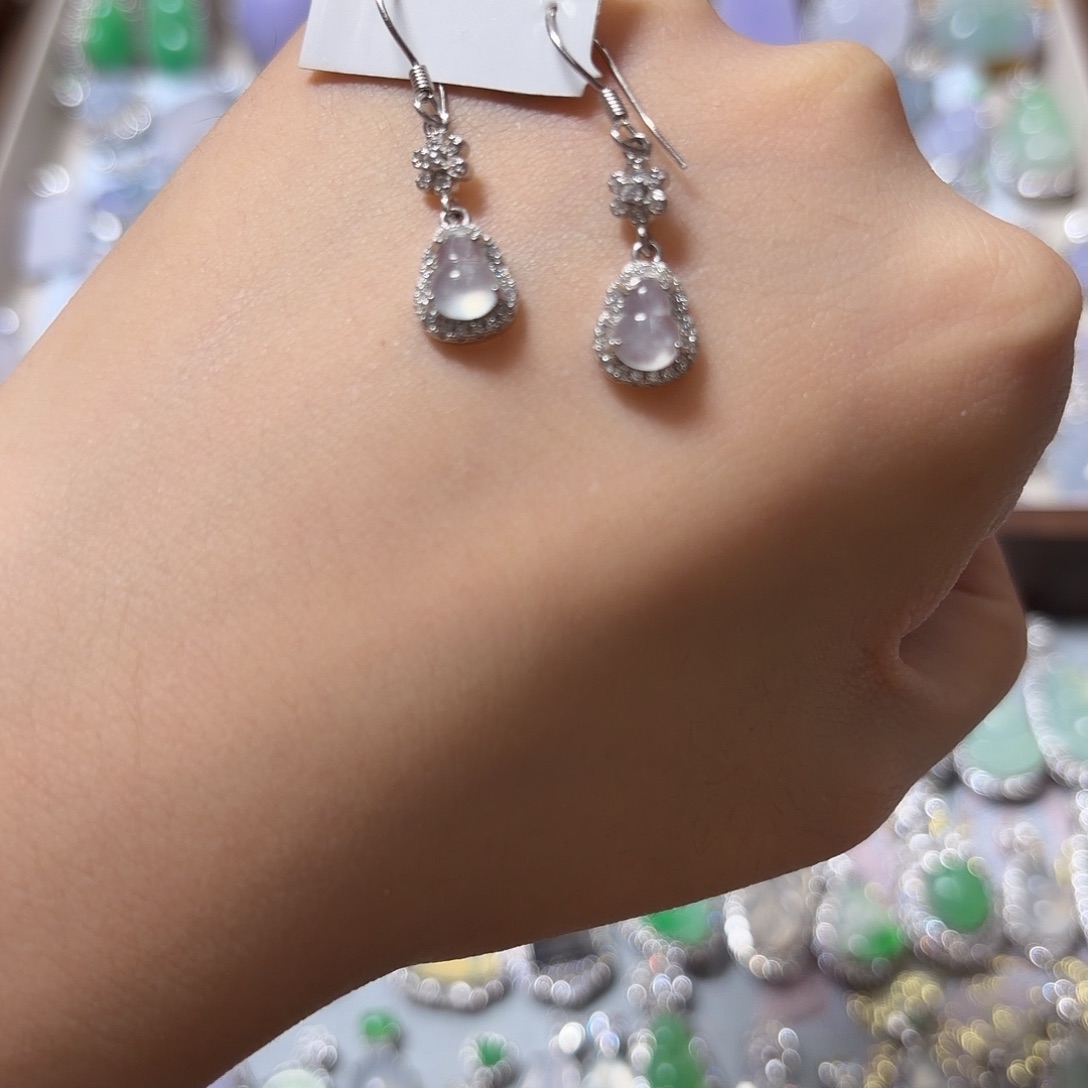 翡翠银S925镶嵌耳坠