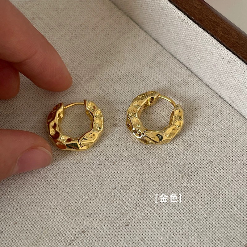 钛钢耳饰 捶打耳环百搭