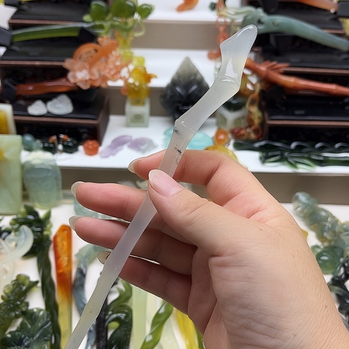 合金蛇纹石玉发饰