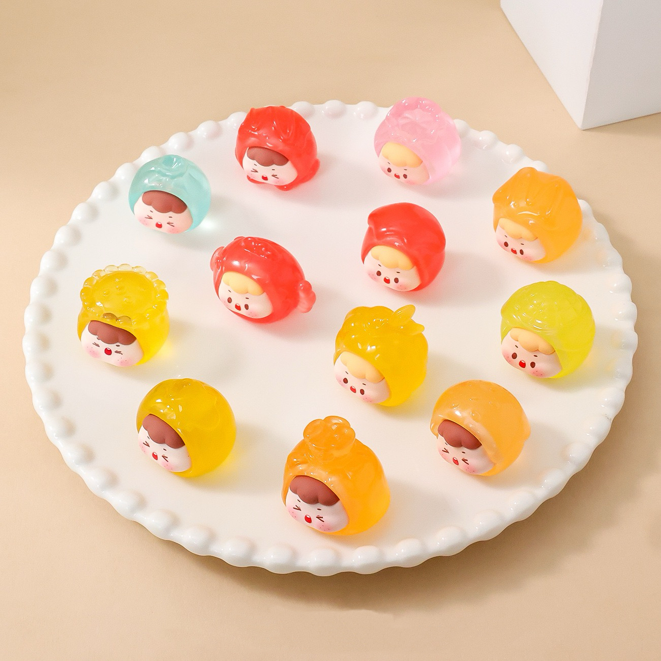 【直播拆】透色夜光中式美食萌粒立体DIY手工配件树脂摆件迷你玩具