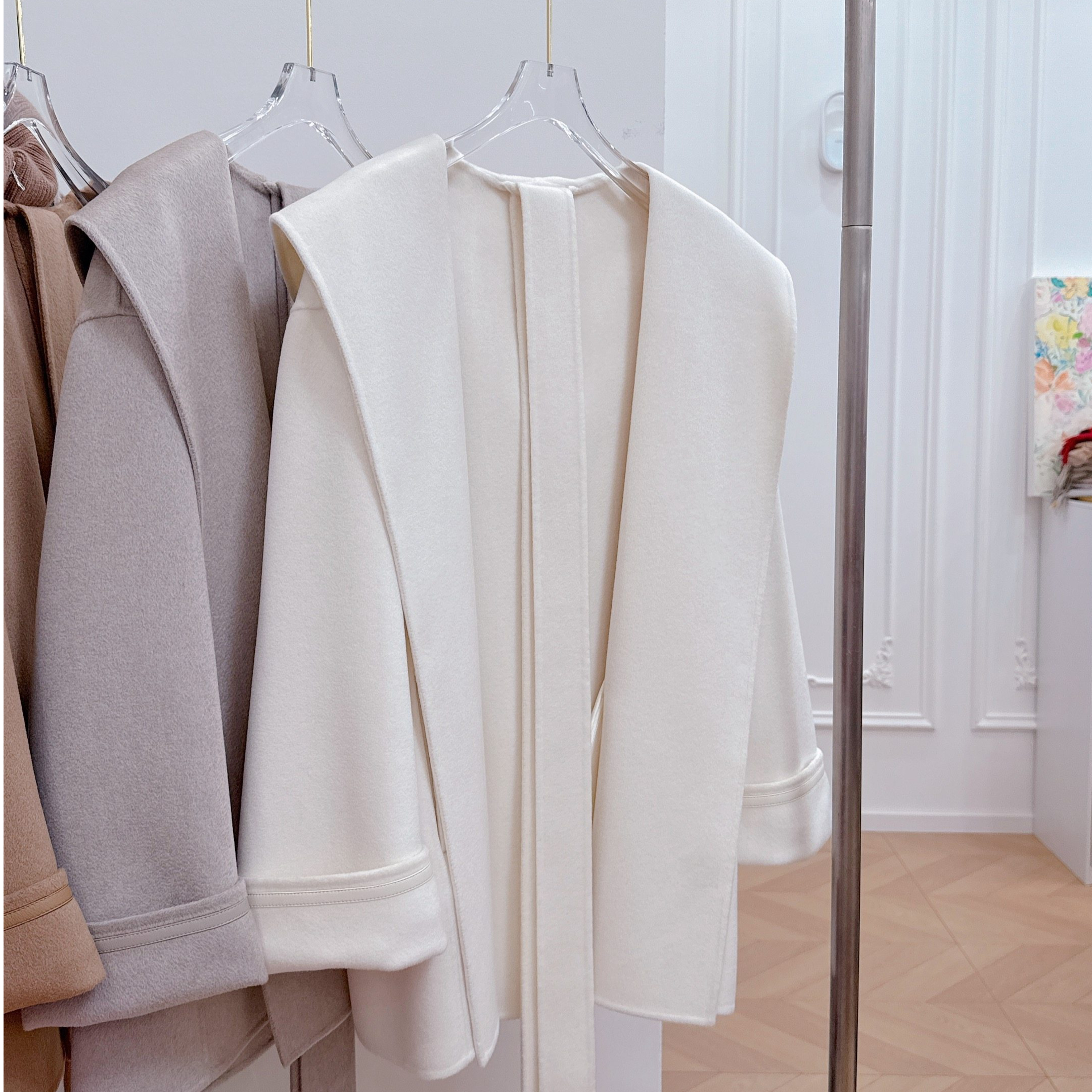 2025秋冬新品14微米小山羊绒100山羊绒帽衫山羊绒女大衣外套