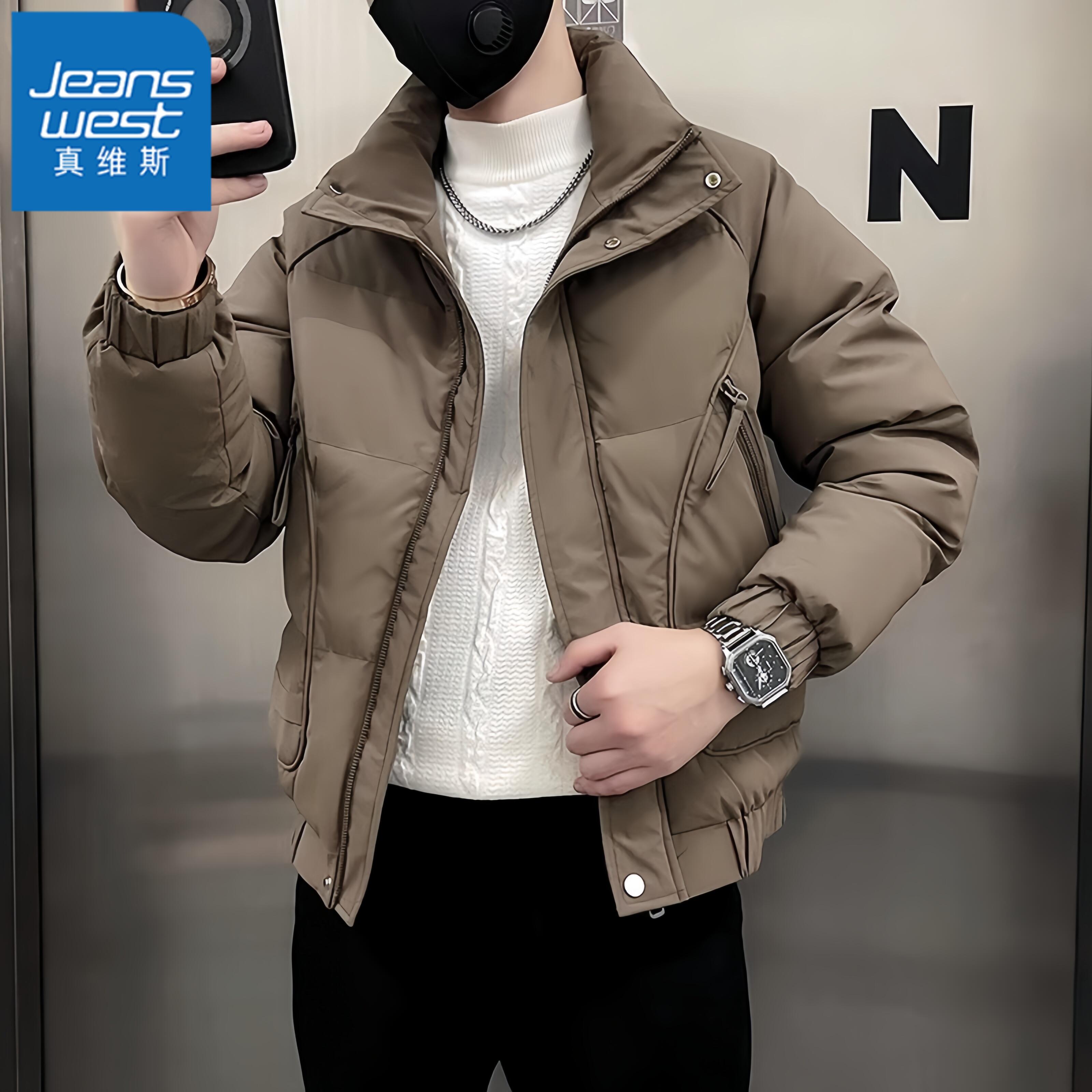 真维斯Jeanswest加厚棉衣男秋冬季外套潮牌痞帅短款棉服立领棉袄 