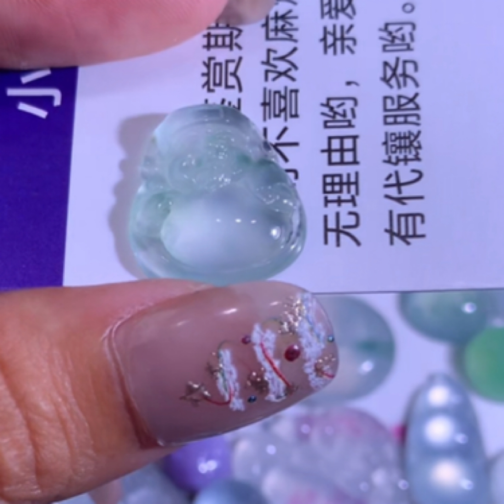 小佛公吊坠纯天然A货冰飘花精致玉石782