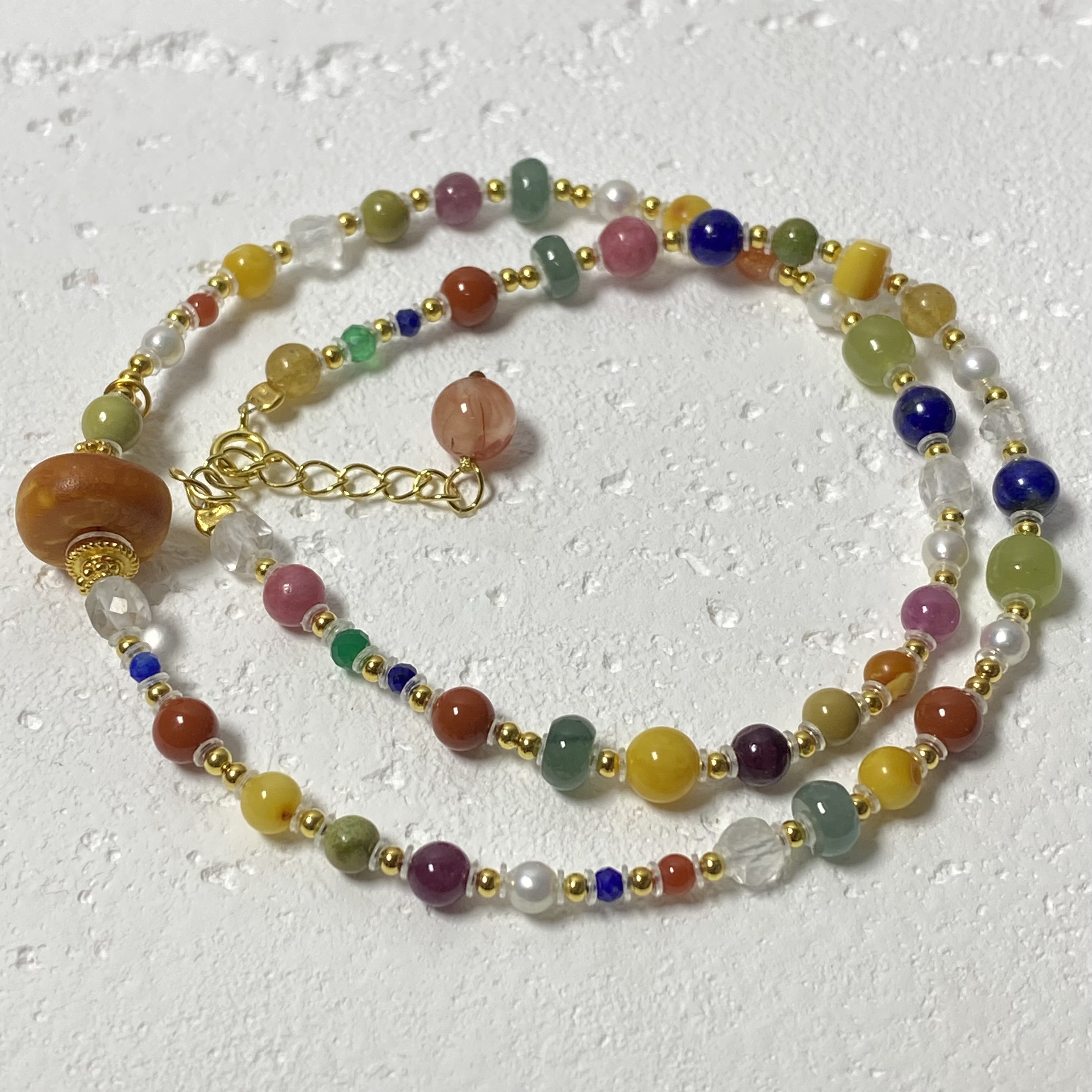  【亿轩珠宝】ZX147606花蜡饼子diy多宝项链