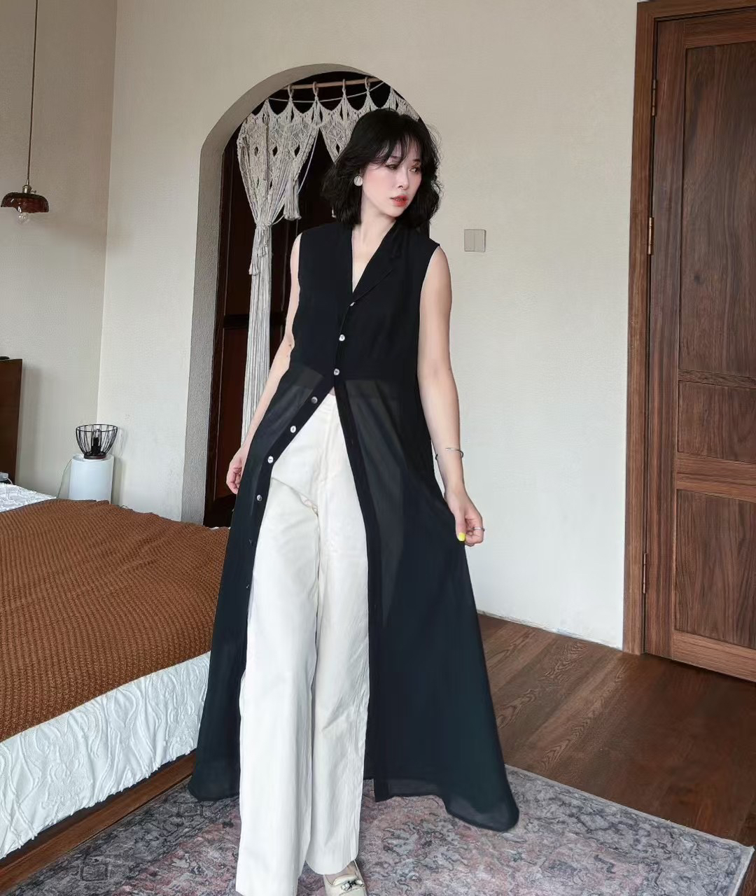 Renew/黑色薄大袍