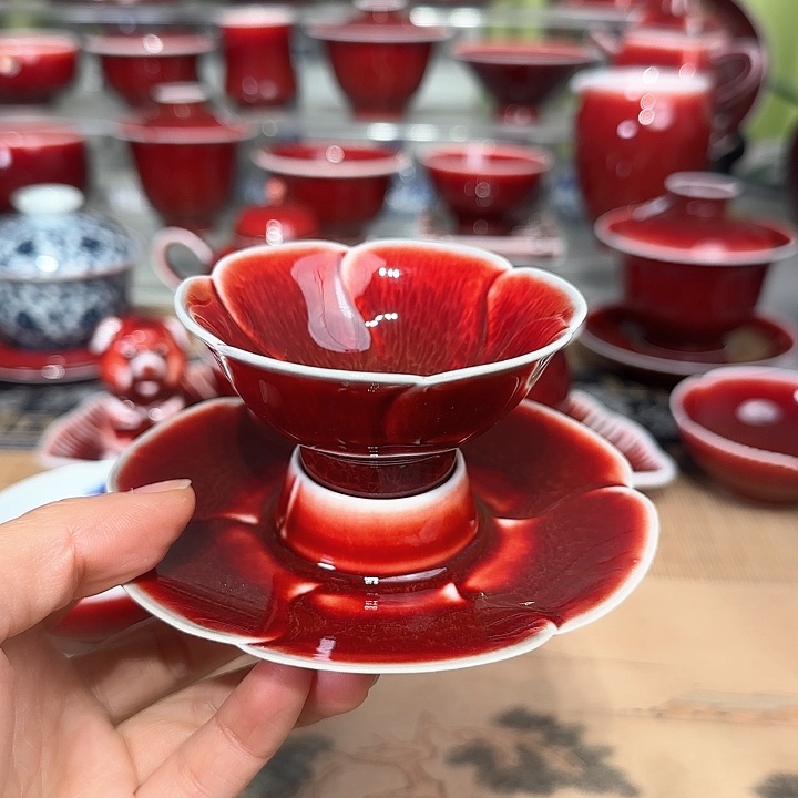 景德镇陶瓷红马坊杯