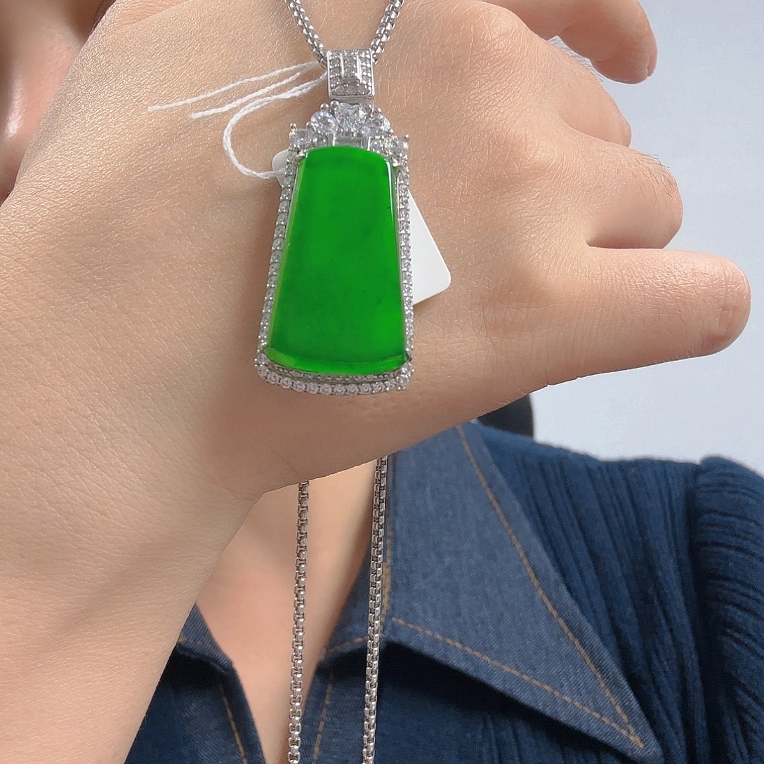 翡翠银S925镶嵌吊坠(不含链)