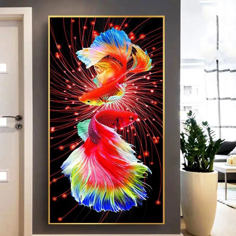 1.1大格炫彩锦鲤纯手工绣好的十字绣成品客厅卧室餐厅装饰画