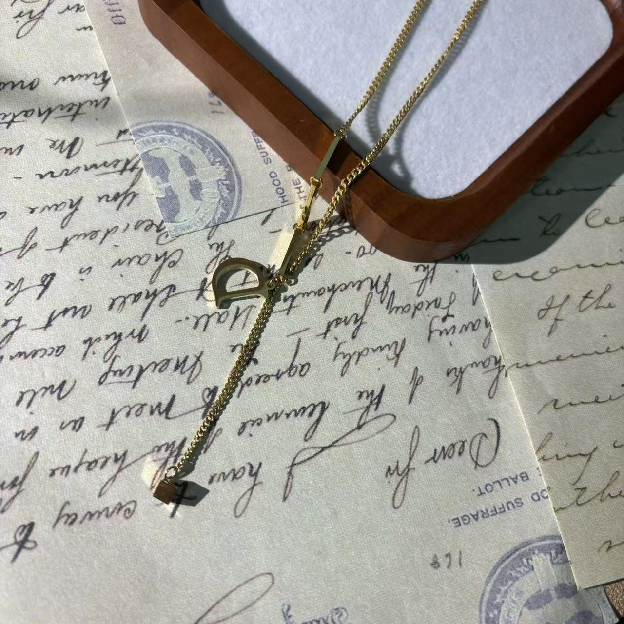 钛钢项链 钛钢D字方块项链*（多样性发一件）