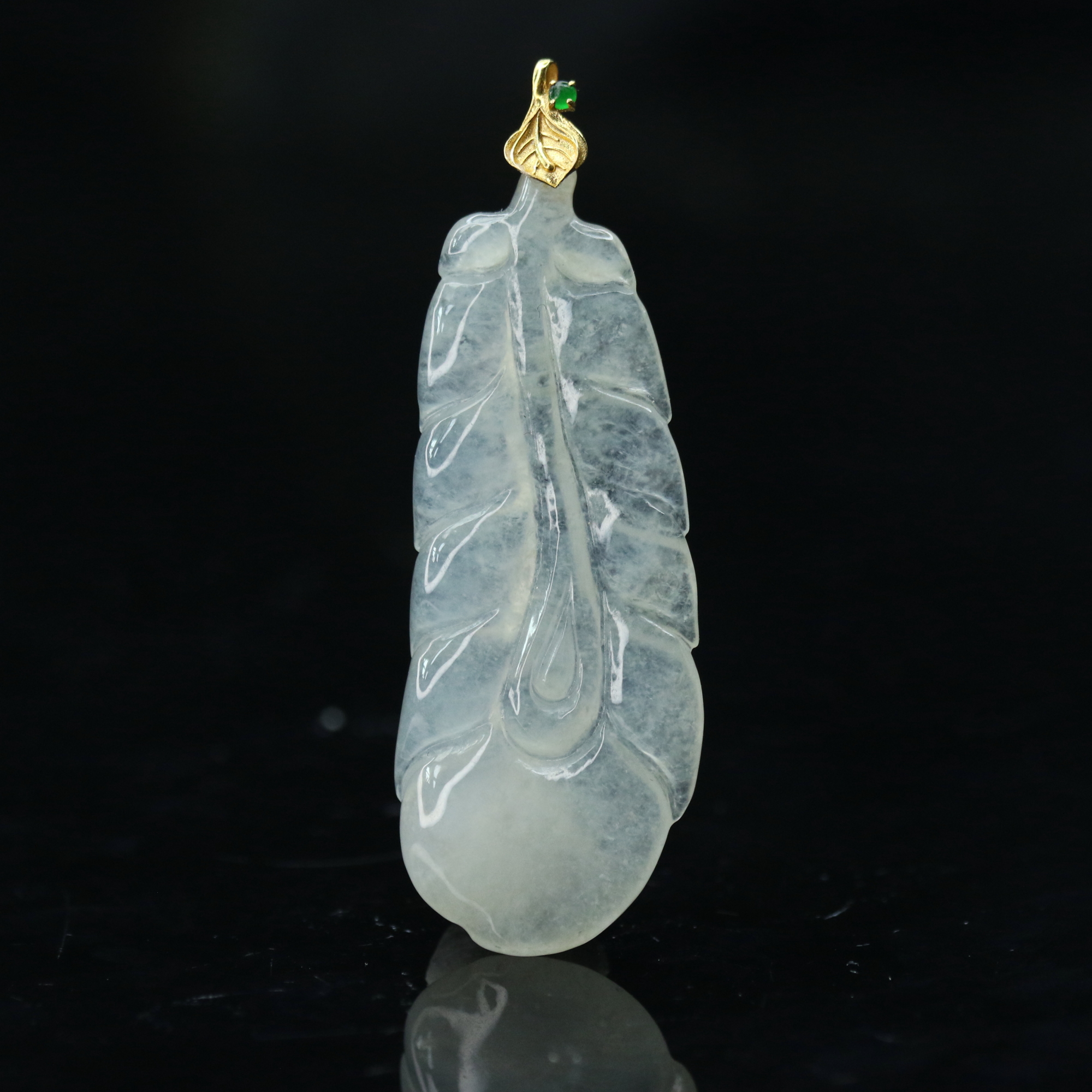 19天然缅甸翡翠A货18k叶子吊坠/500593/上海嘉禾拍卖