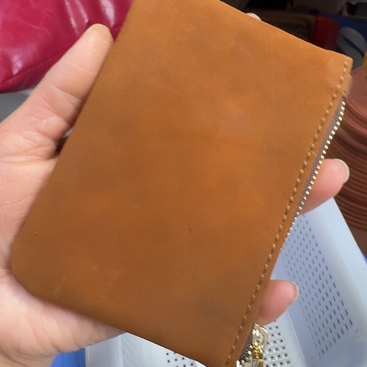 163皮面有些花疯马牛皮零钱包