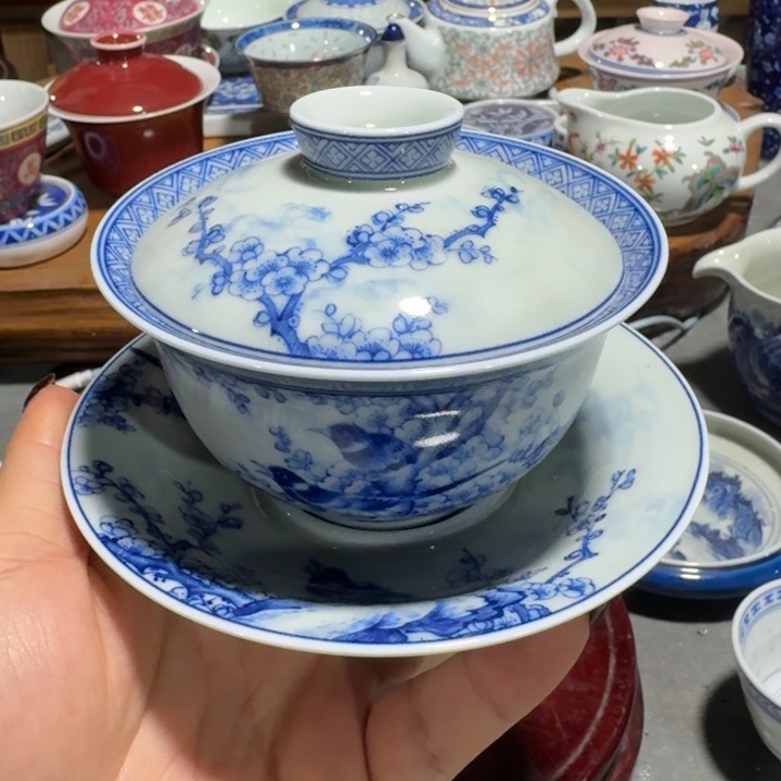 摆件喜上眉梢三才盖碗