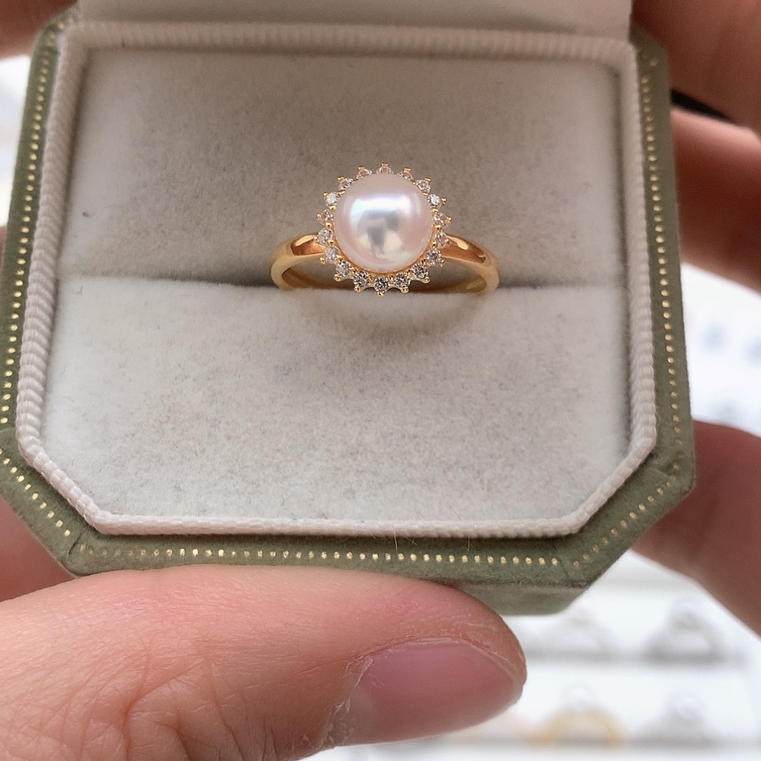 海水珍珠7-7.5mm ak太阳花银S925镶嵌