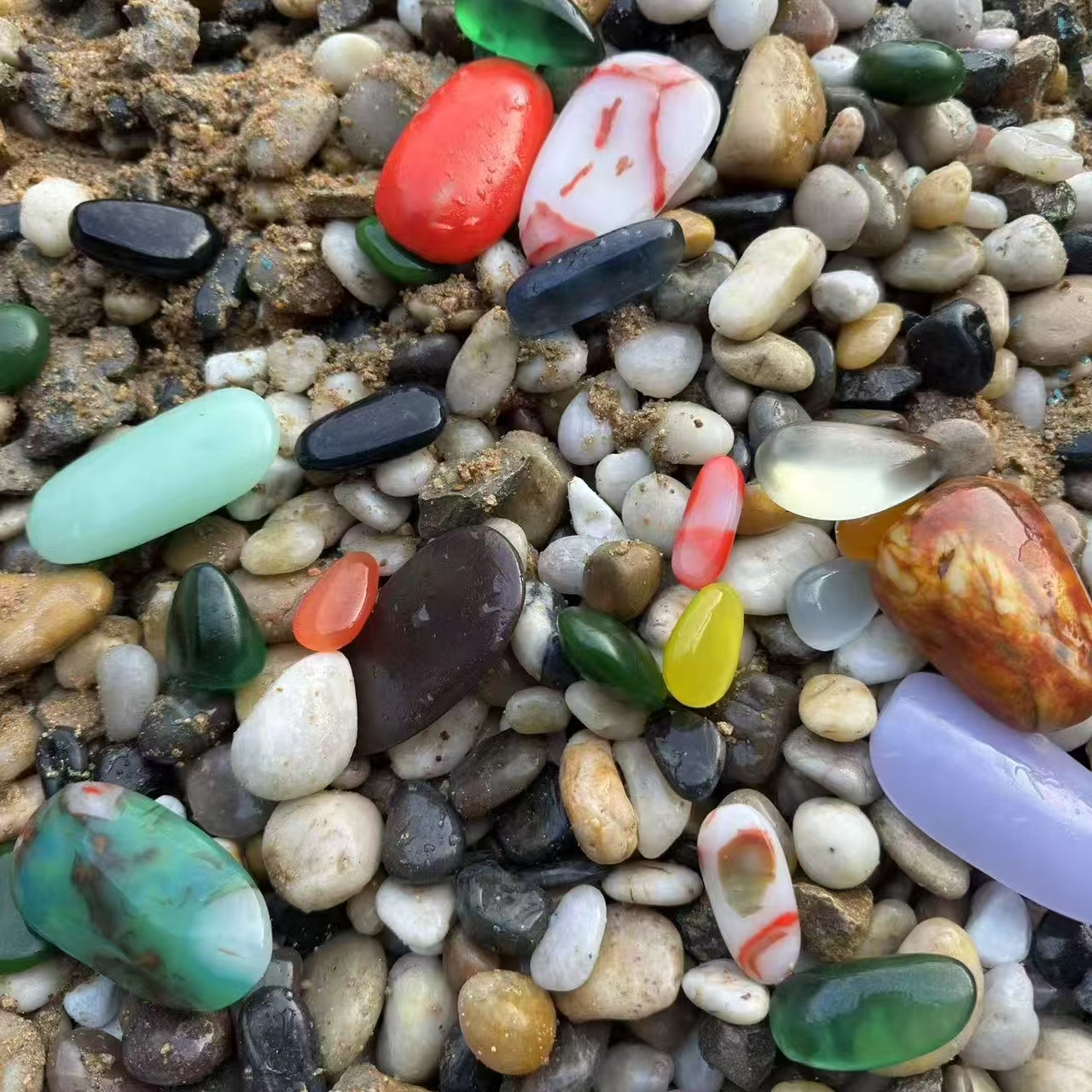 精美高端盆景石雨花石彩色奇石彩石石子鹅卵石