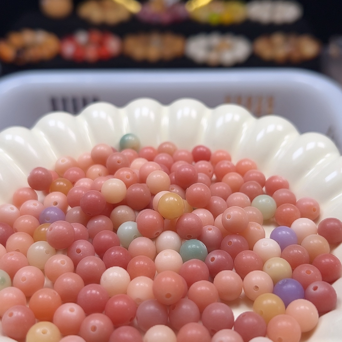 手串菩提根/象牙果卡8粉多宝圆120颗