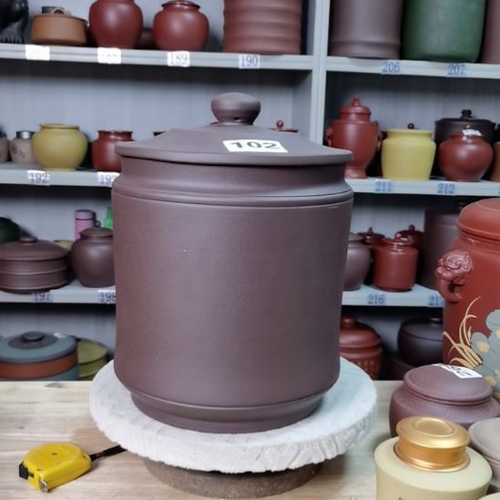 茶叶罐紫砂正品宝塔素面老紫泥九饼茶叶罐102