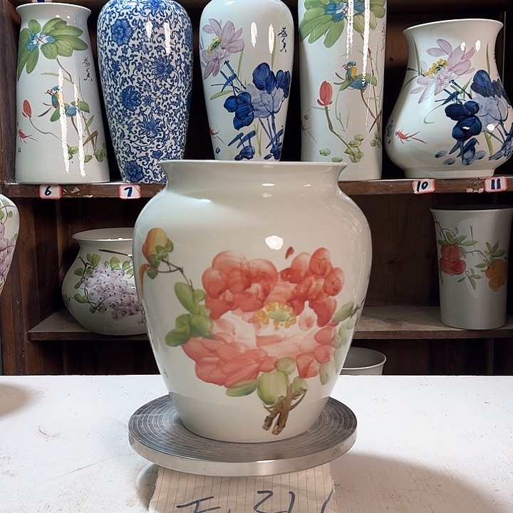 瓶高26口18.5牡丹新款陶瓷