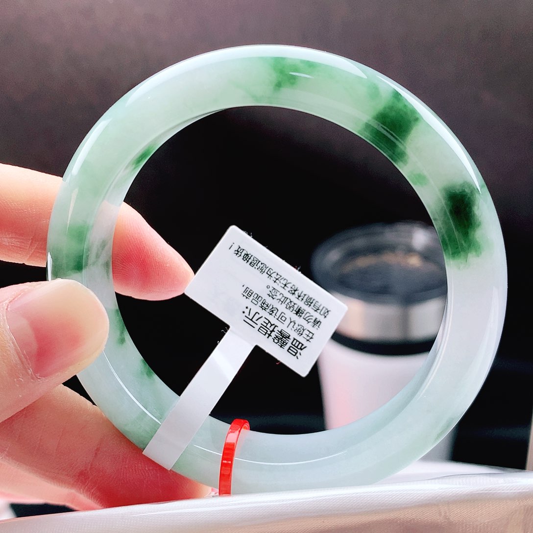 未镶嵌手镯翡翠54冰绿花