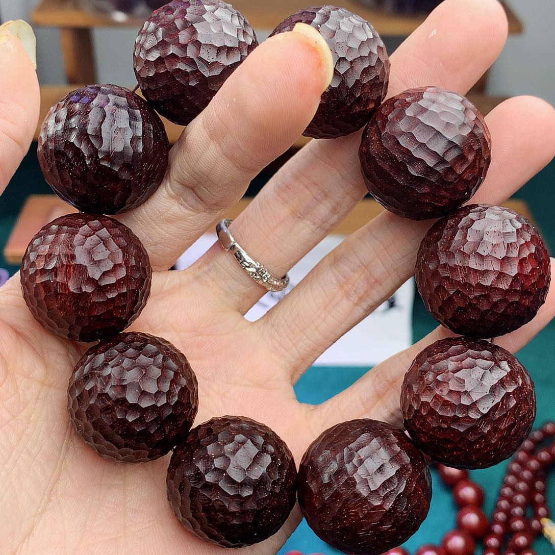 鲸***檀香紫檀（小叶紫檀）手串/手链2.5锤纹金星