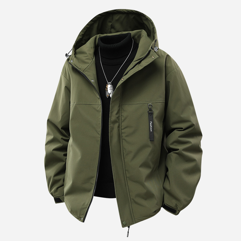 吴老板M-8XL25年春季新款男式夹克外套纯色冲锋衣潮流百搭户外运