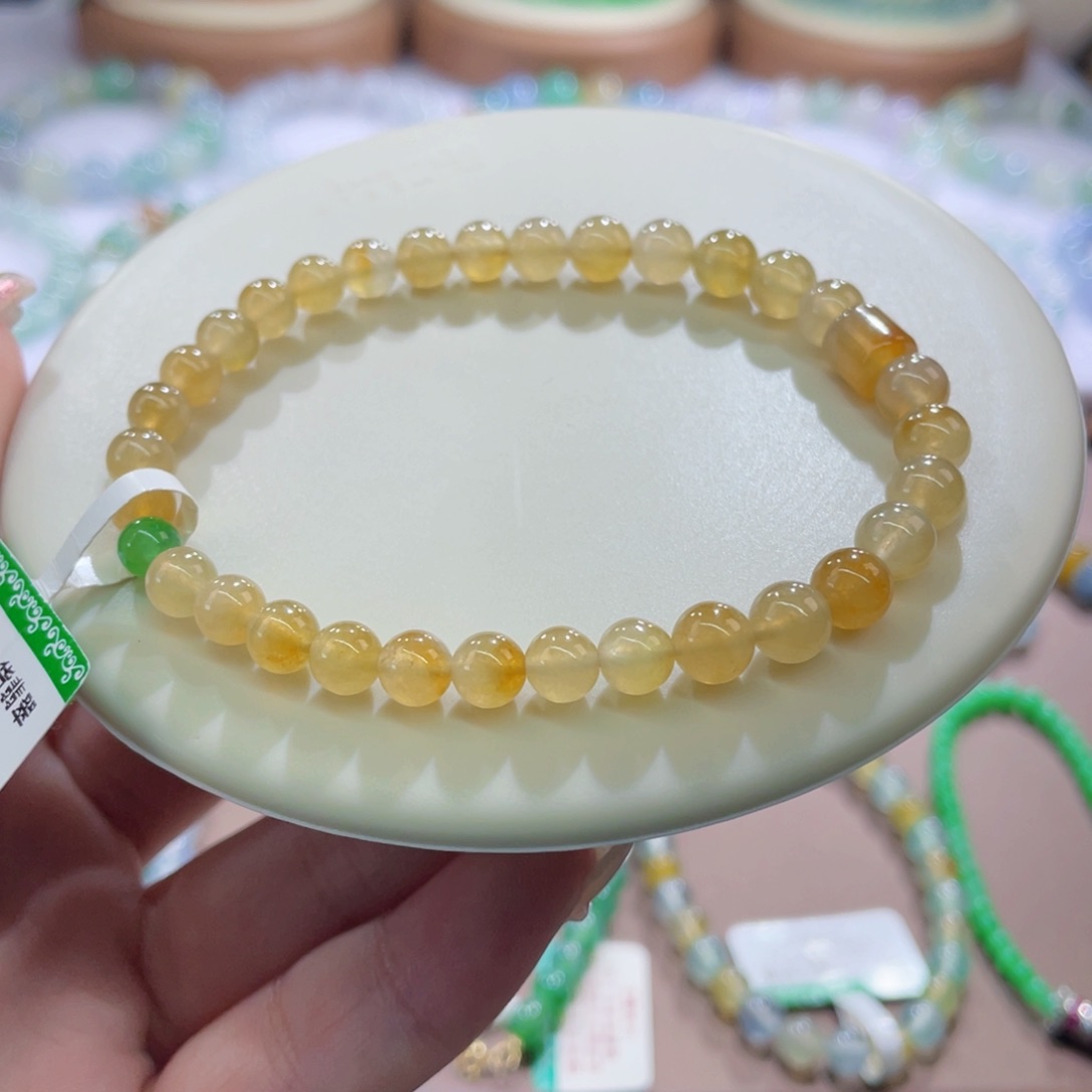 未镶嵌手链翡翠高冰黄卡5+