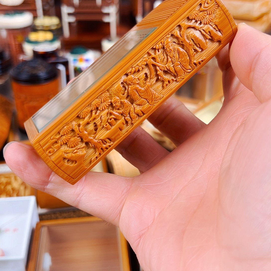 竹曹自康单格雕刻竹蛉盒+竹蛉