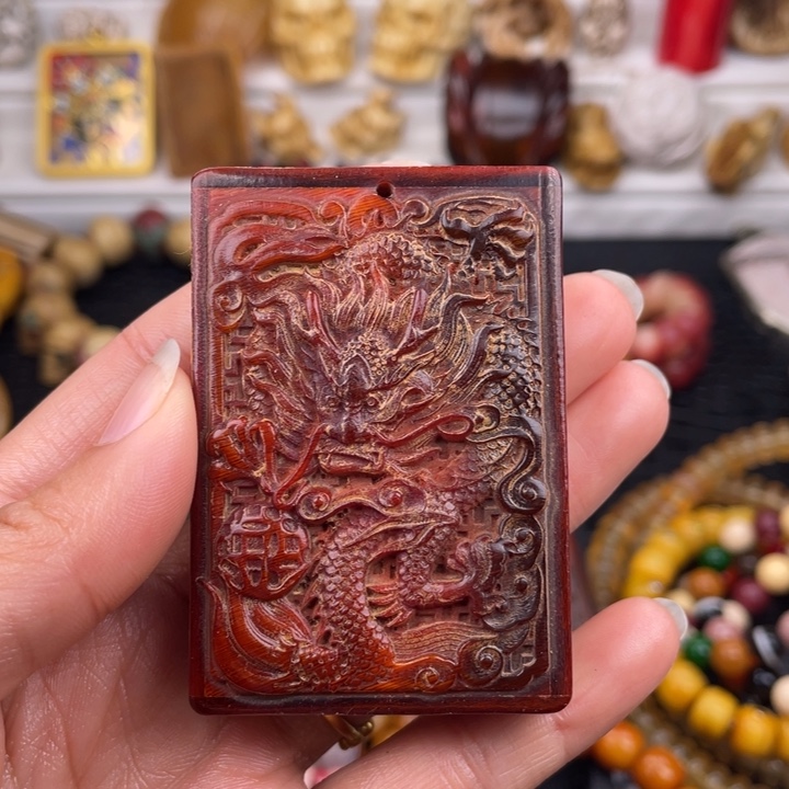 其他驼骨黑驴踢雕刻龙牌