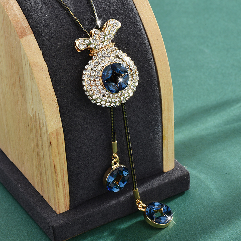 铜合金合成锆石项链 铜合金合成立方氧化锆复古精致女士项链-2184