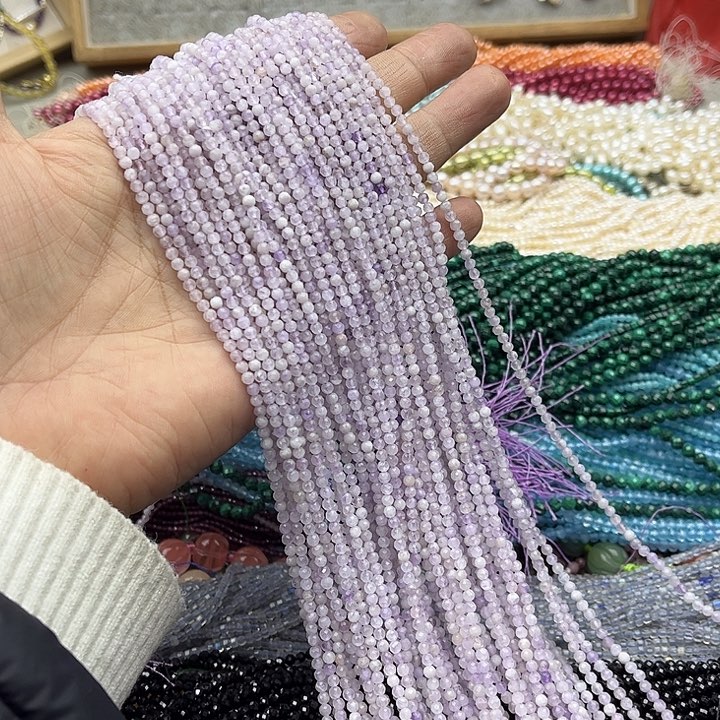 玛瑙/玉髓珠宝半成品未镶嵌一条3mm紫玉刻面