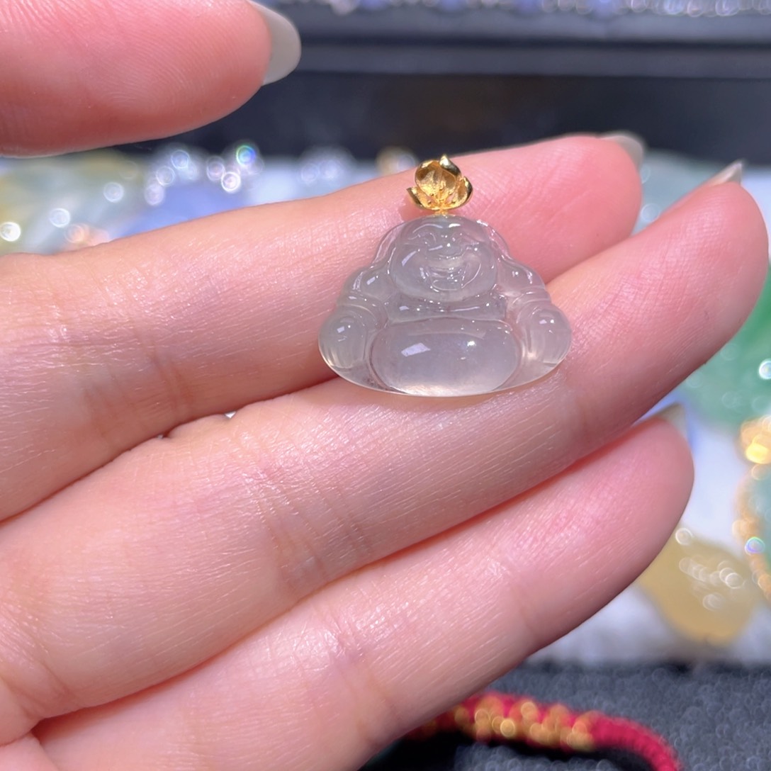 颈饰18K金镶嵌翡翠关*耳翡翠