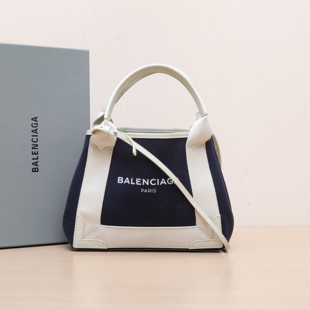 95新 Balenciaga/巴黎世家 手提包 XS 黑白 帆布 P215563492