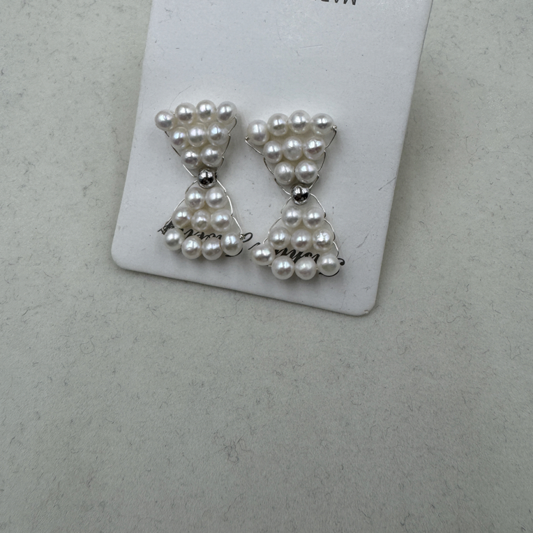 新款珍珠蝴蝶结纽扣衬衫甜美香风金属扣子开衫外套复古耳饰