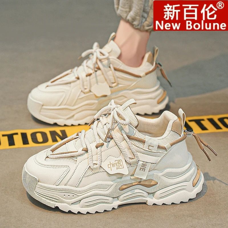 男鞋秋季透气网面休闲运动鞋学生厚底青少年街爆款老爹潮鞋