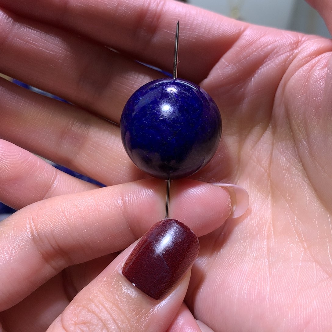 青金石未镶嵌天然原矿单圆珠23.5 m