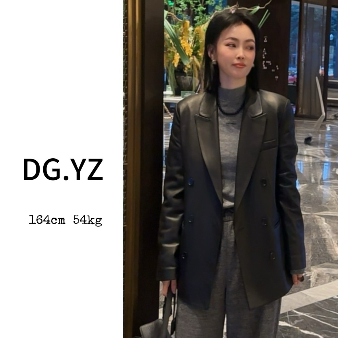 【樱子家】88227F新款法式双排扣设计鹅绒服西装皮衣