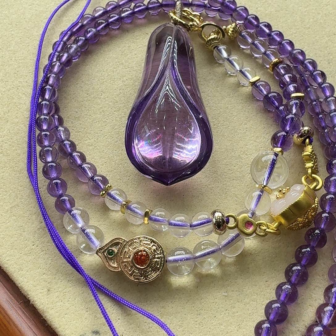 水晶颈饰未镶嵌天然巴西紫水晶狐狐吊坠